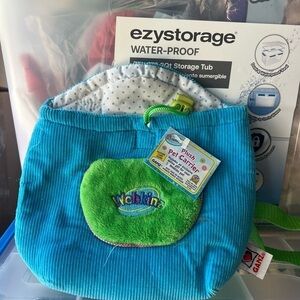 Webkinz Ganz Plush Pet Carrier Case Backpack Knapsack Green Blue New